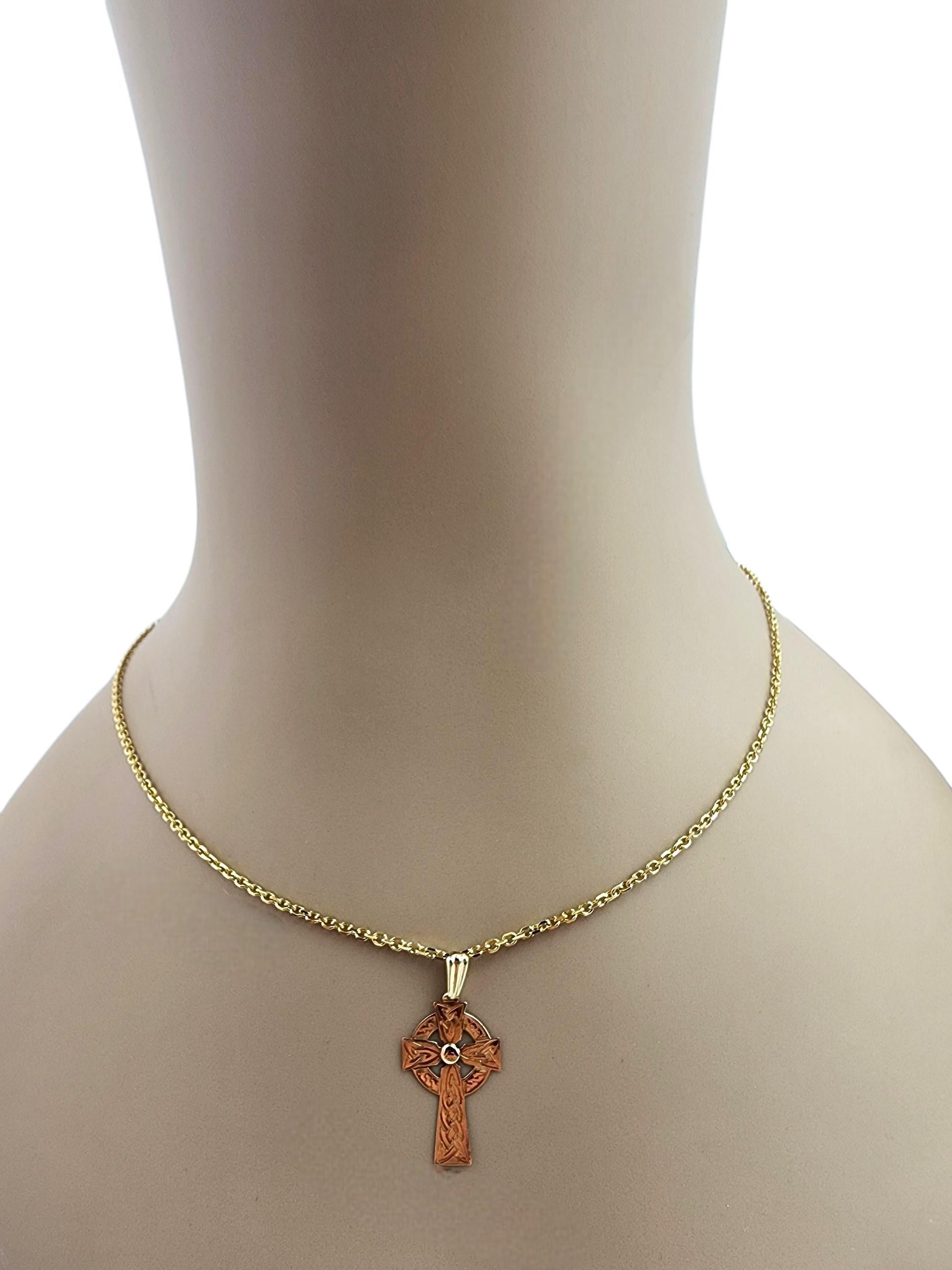 14K Yellow Gold Celtic Cross Pendant #22497 For Sale 3