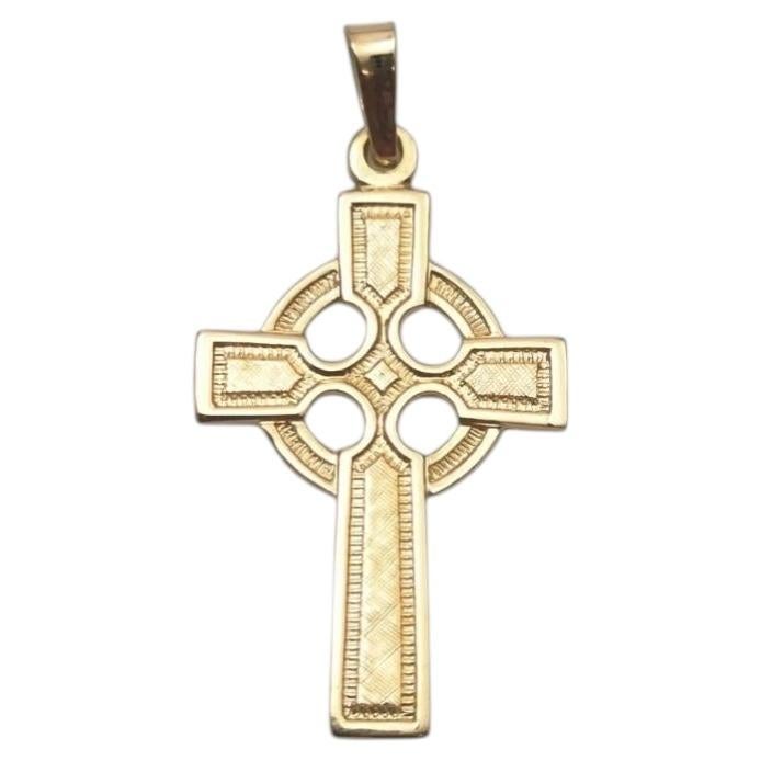 14K Yellow Gold Celtic Cross Pendant #25166