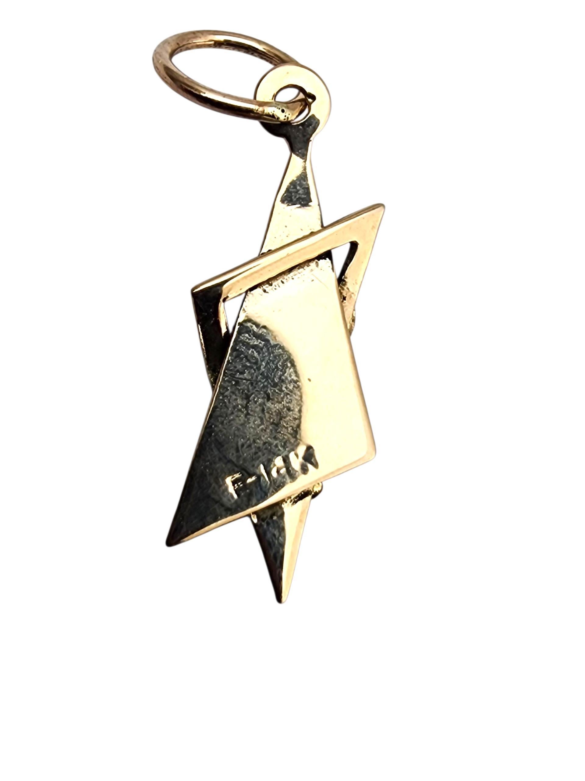 Women's 14K Yellow Gold Chai on Jewish Star Charm #22757 For Sale