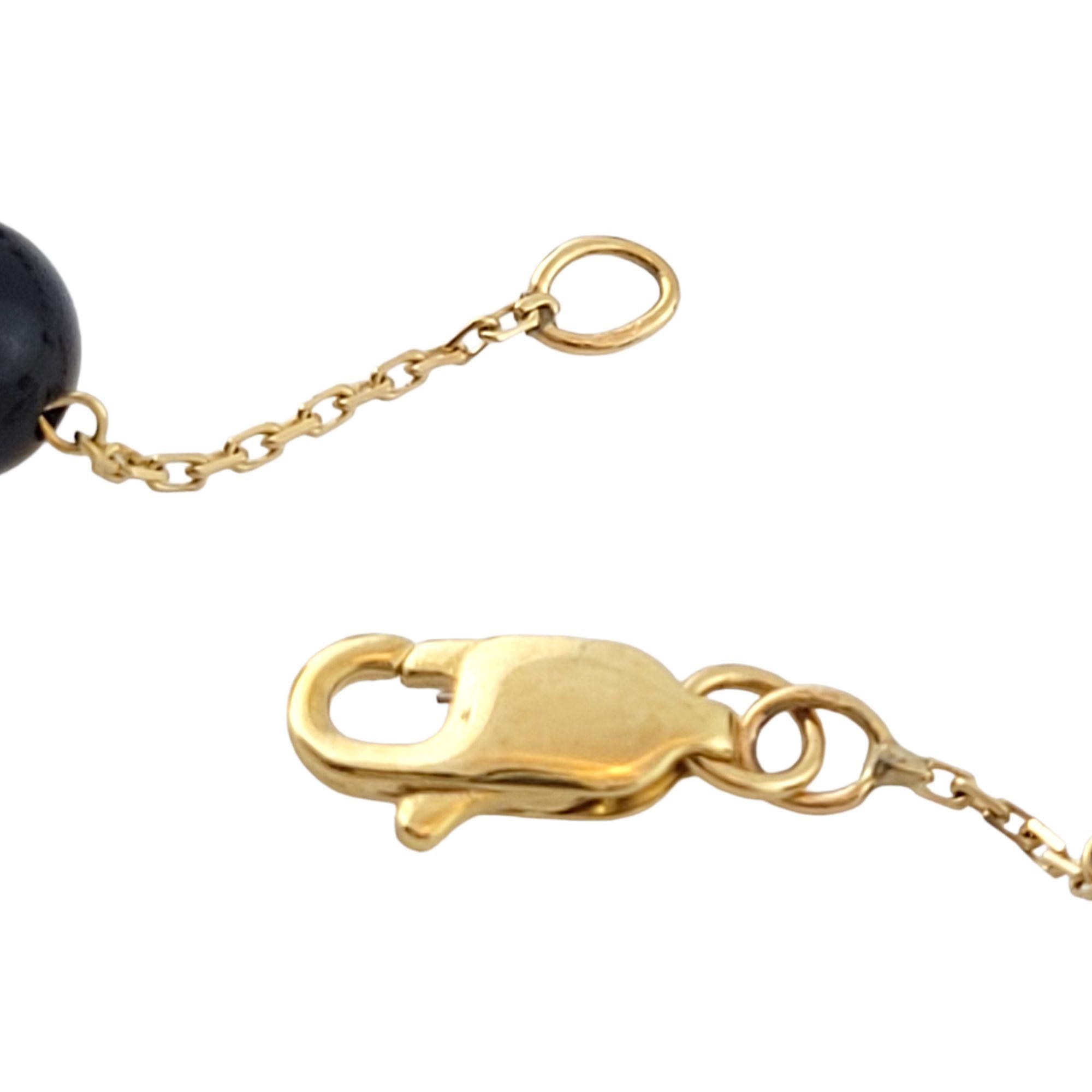 Women's 14k Yellow Gold Chain & Black Onyx Necklace For Sale