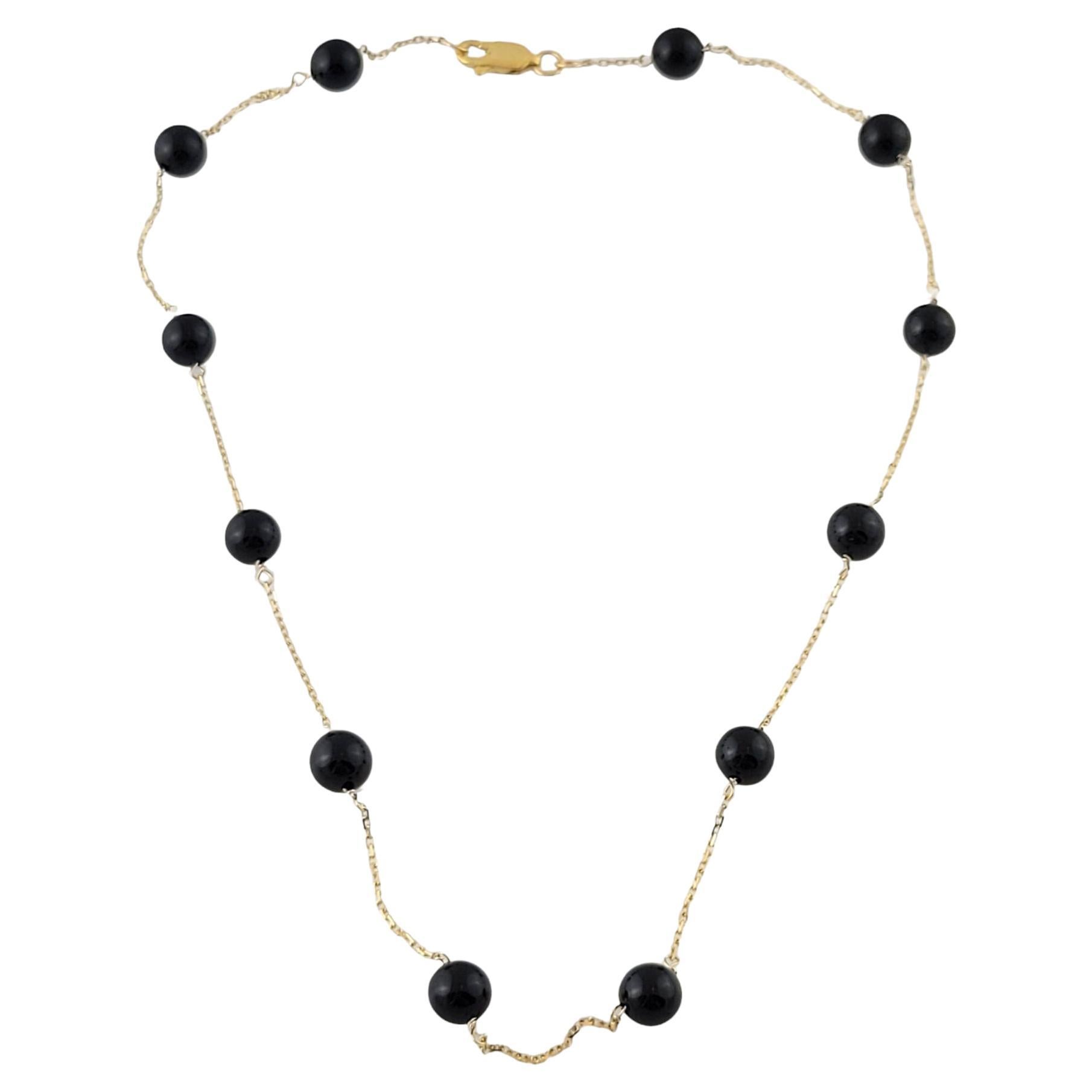 14k Yellow Gold Chain & Black Onyx Necklace For Sale