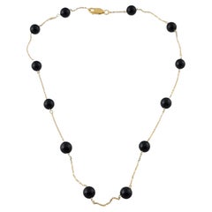 14k Yellow Gold Chain & Black Onyx Necklace