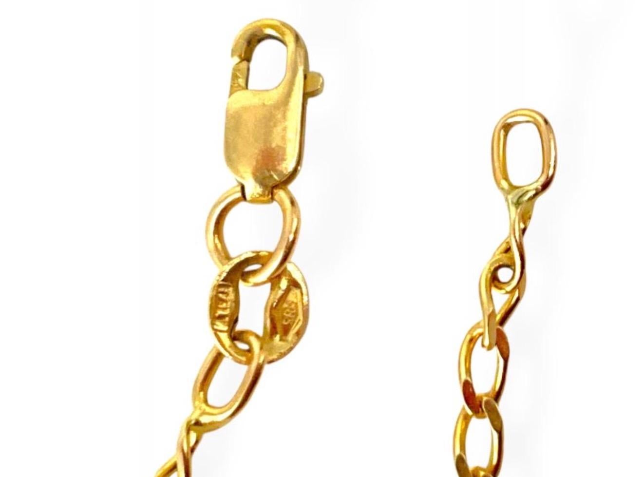 Bracciale con catena in oro giallo 14K con tre charme in vendita 5