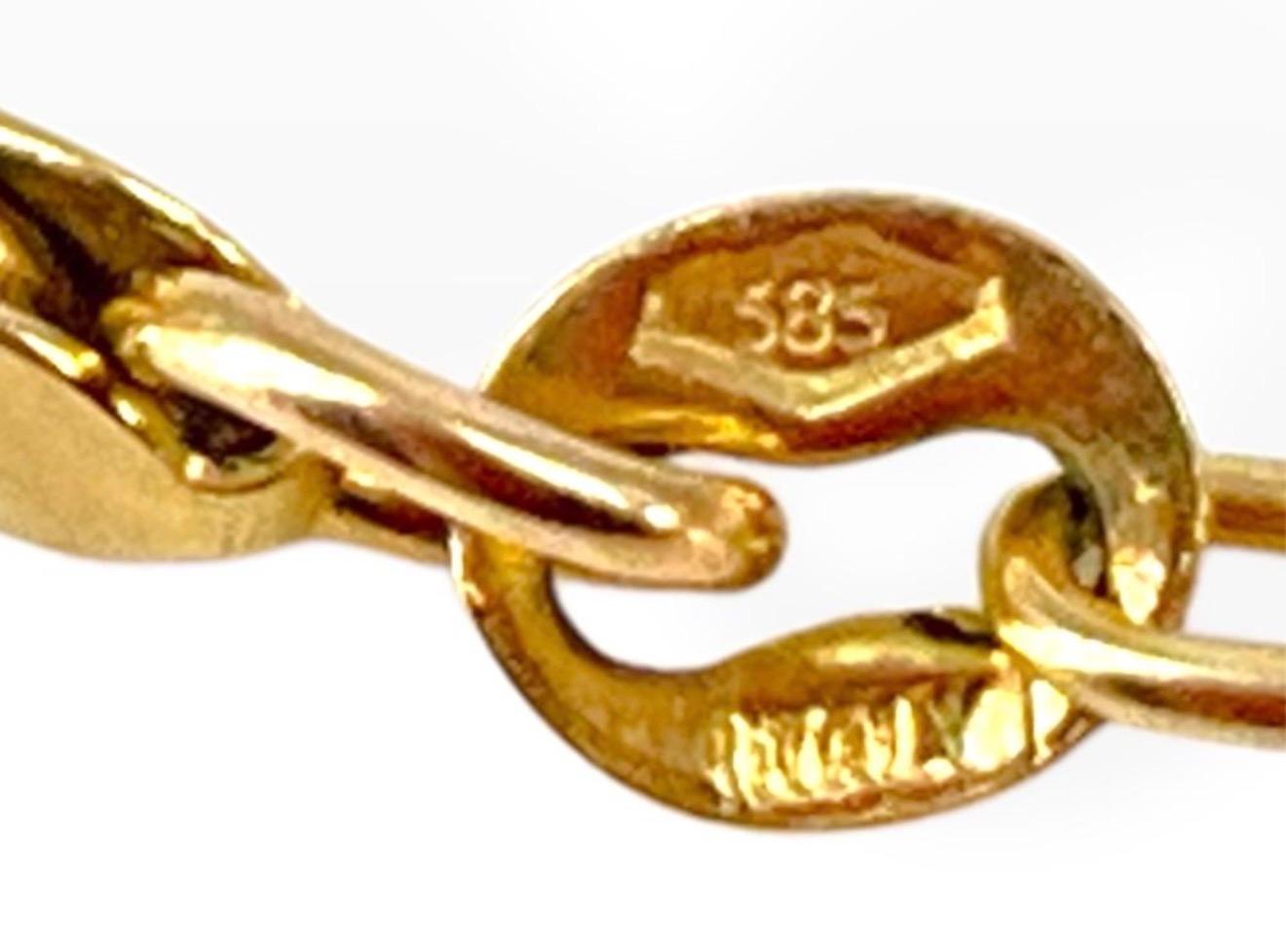Contemporaneo Bracciale con catena in oro giallo 14K con tre charme in vendita