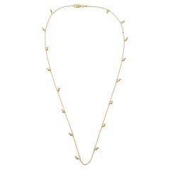 14K Yellow Gold Chain Dangle Bead Necklace #16876