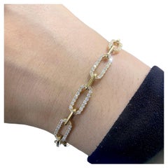 Bracciale a catena in oro giallo 14K con A Link alternati a Diamanti