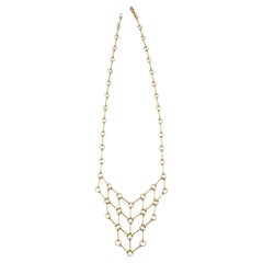 14K Yellow Gold Chain Link Collar Bib Necklace #22804