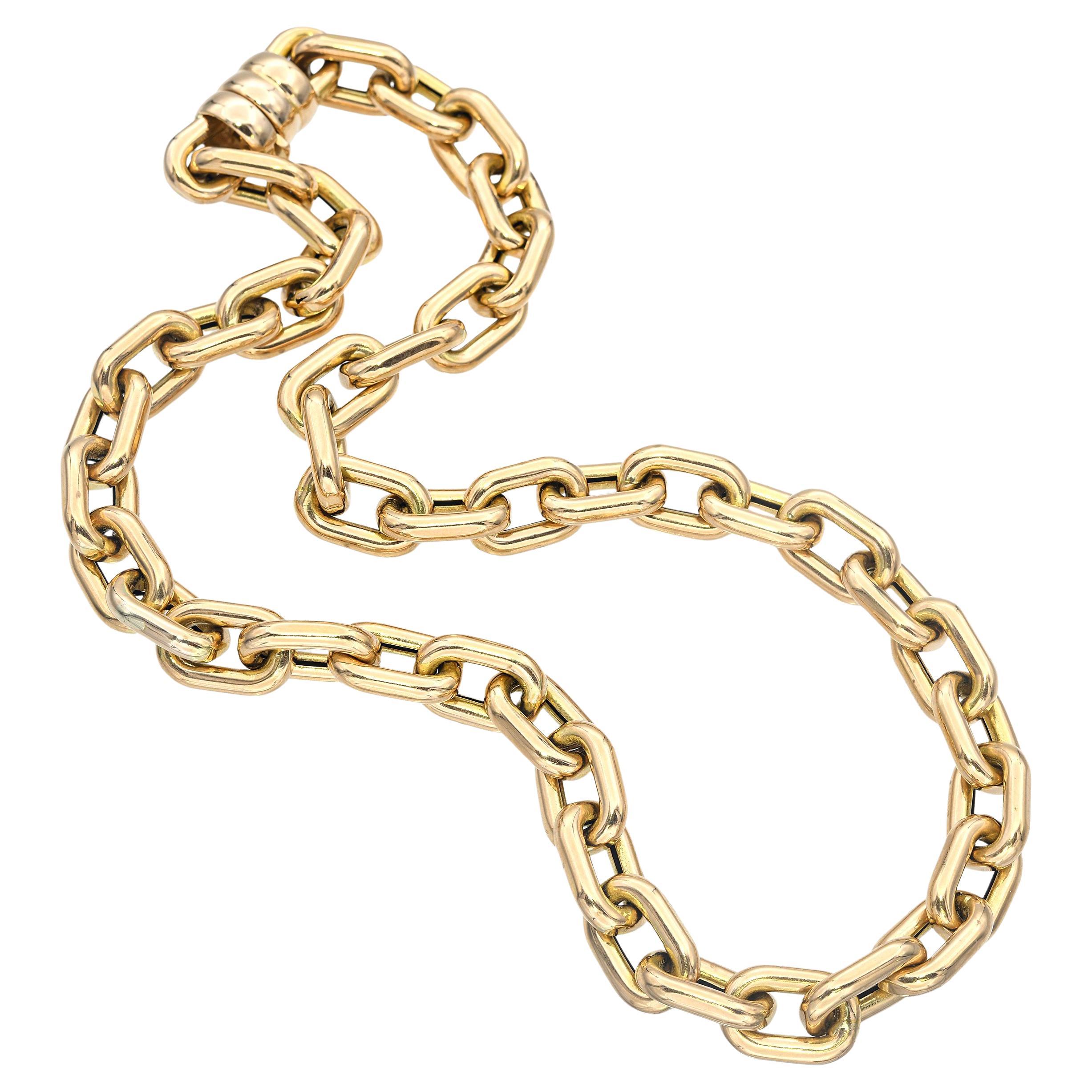 14k Yellow Gold Chain Link Necklace For Sale
