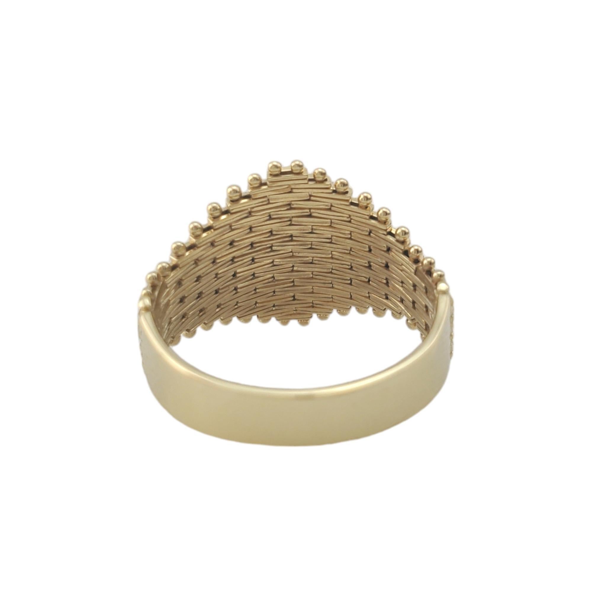 14K Yellow Gold Chain Mesh Basket Weave Ring #17795 In Good Condition In Washington Depot, CT