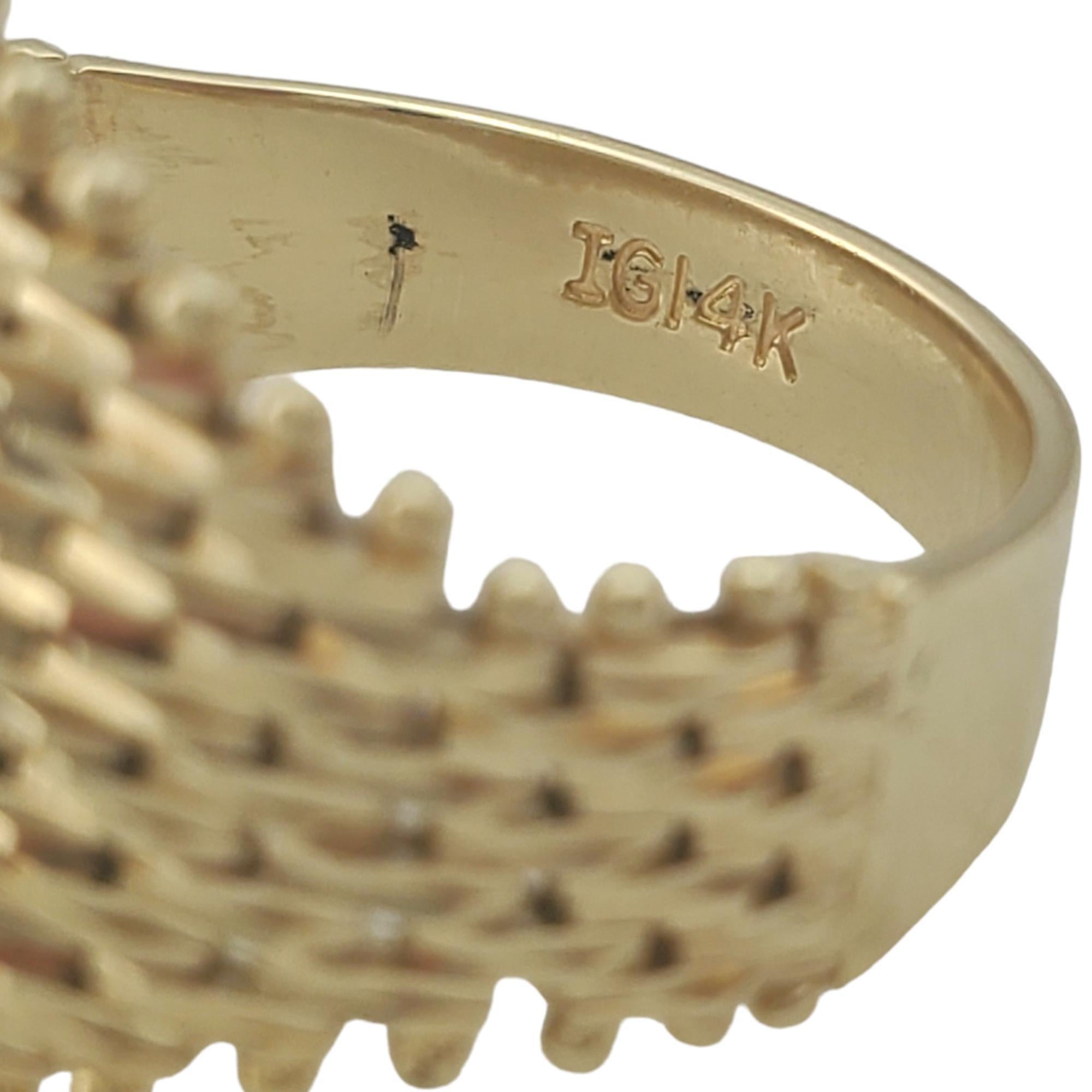 14K Yellow Gold Chain Mesh Basket Weave Ring #17795 1
