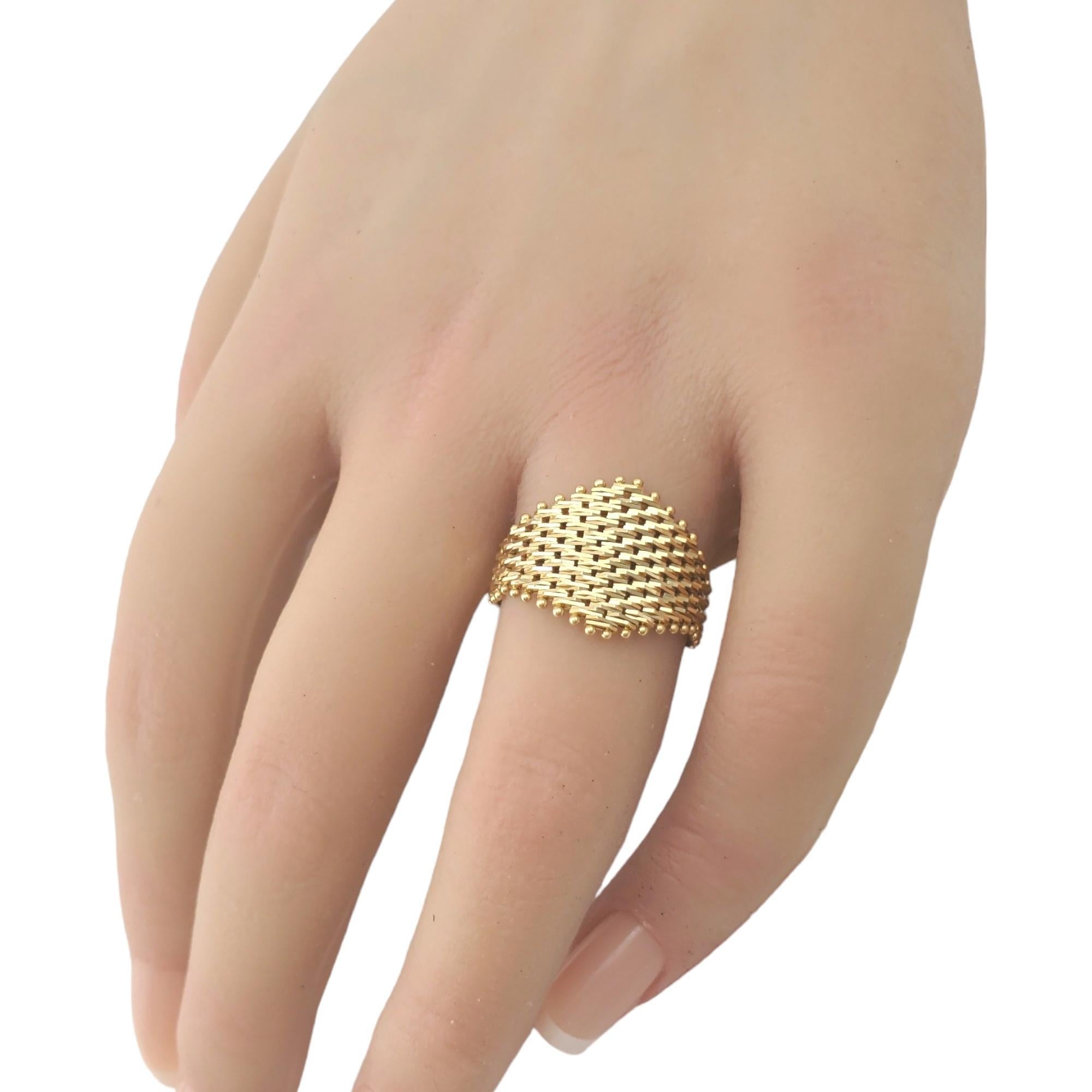 14K Yellow Gold Chain Mesh Basket Weave Ring #17795 3