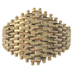 14K Yellow Gold Chain Mesh Basket Weave Ring #17795
