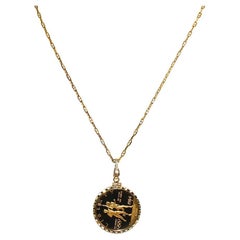 Chaîne en or jaune 14 carats avec collier commémoratif olympique de 1984 en or 10 $