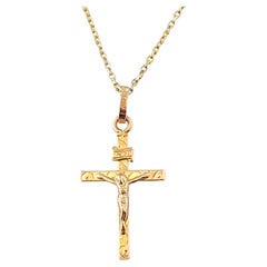 Vintage 14K Yellow Gold Chain With Crucifix Pendant #14314