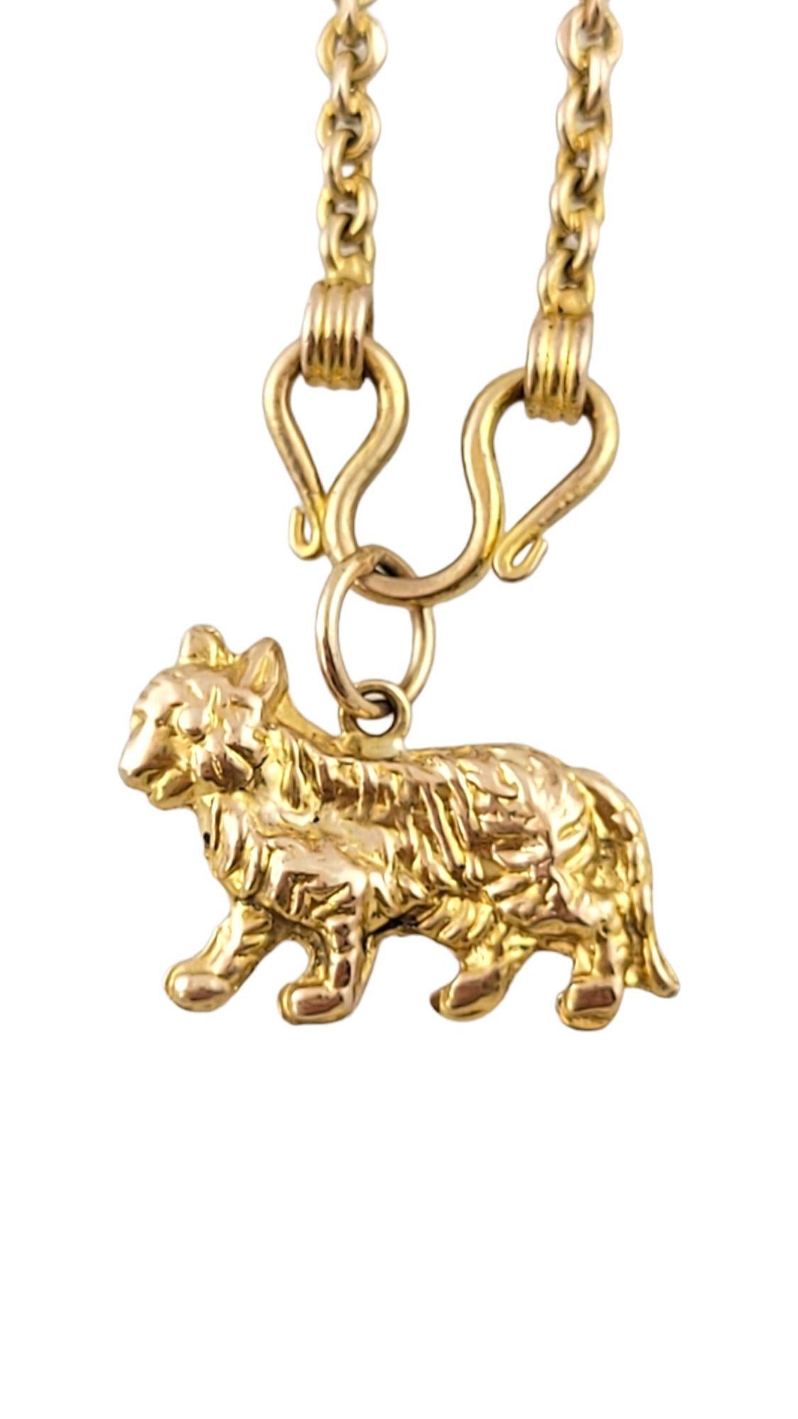 Women's  14K Yellow Gold Chain With Tiger Pendant Necklace #14501 For Sale