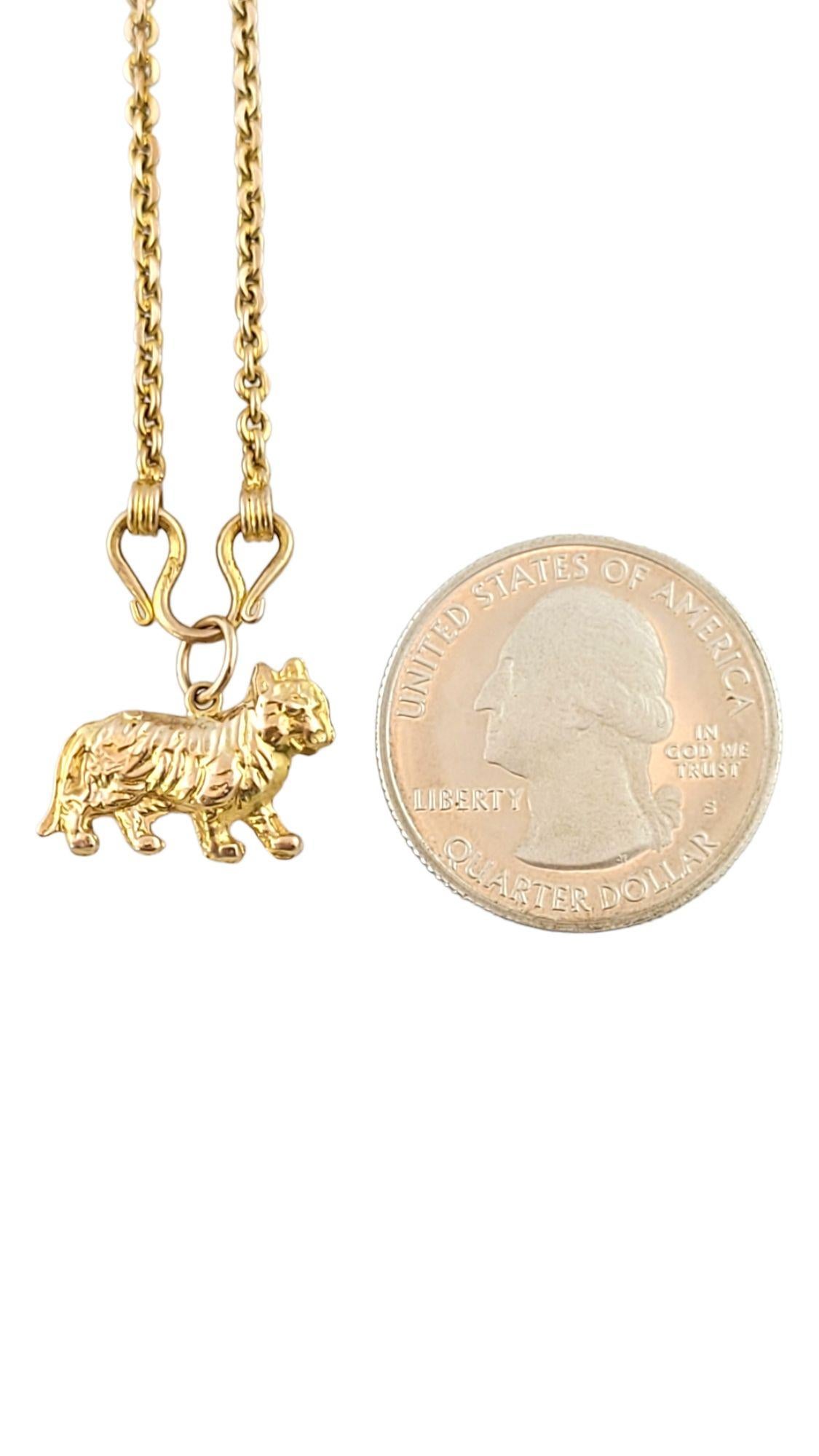  14K Yellow Gold Chain With Tiger Pendant Necklace #14501 For Sale 3