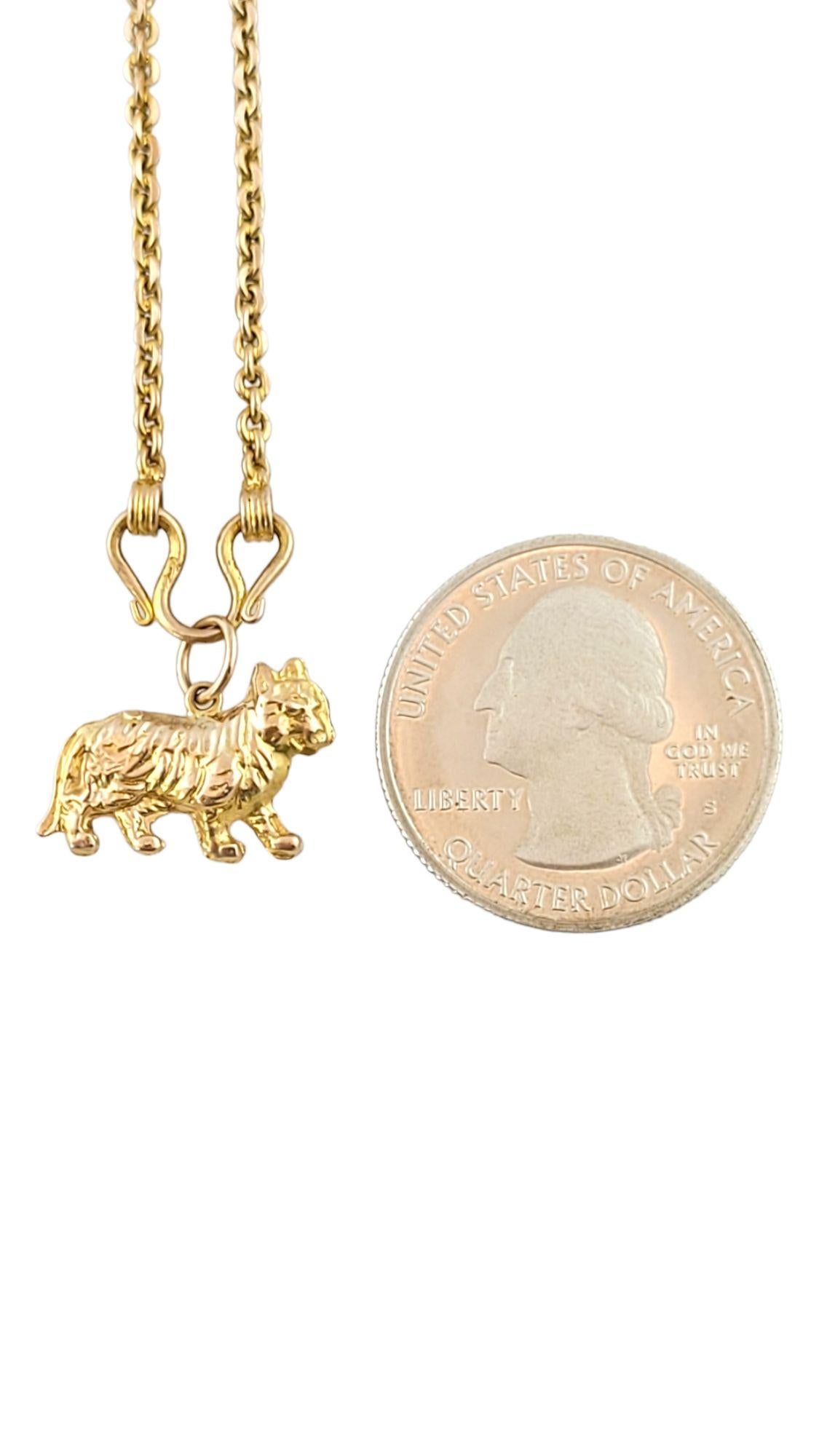 14K Gelbgold Kette mit Tiger-Anhänger Halskette #14501 3