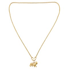  14K Yellow Gold Chain With Tiger Pendant Necklace #14501