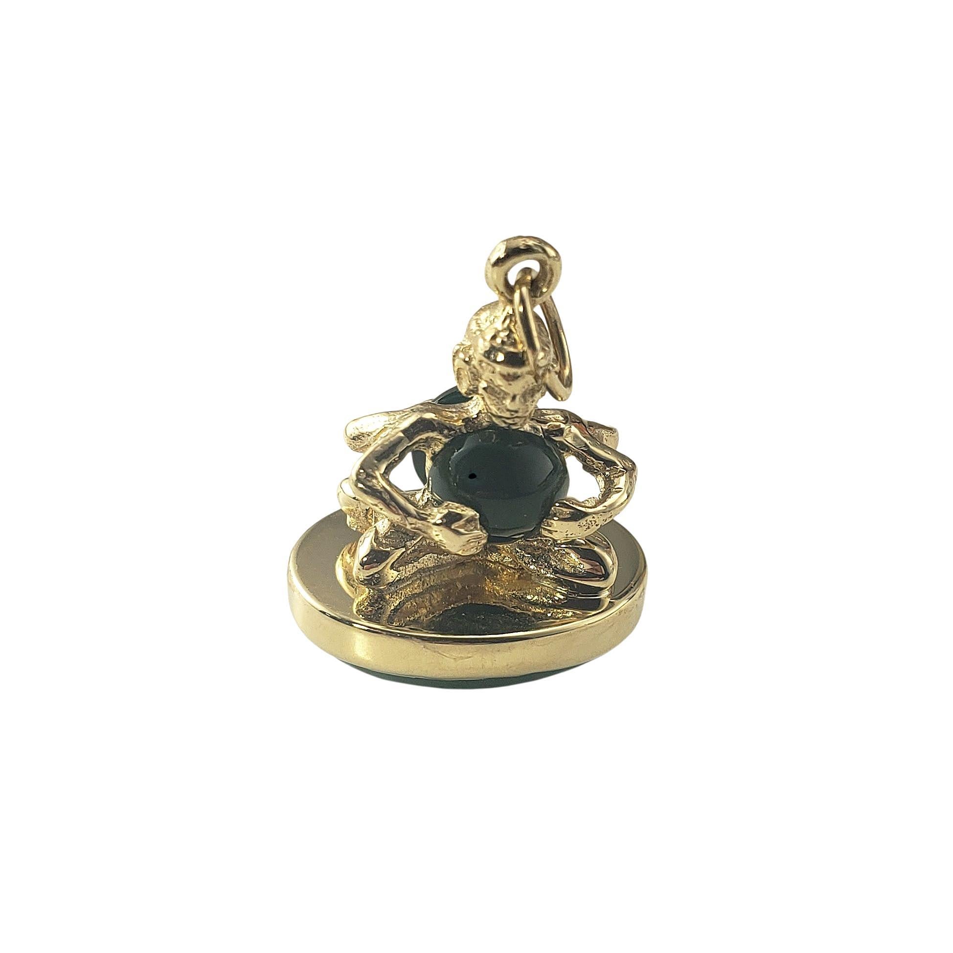 Cabochon 14K Yellow Gold Chalcedony Double-Sided Figure Pendant JAGi Certified #22651 For Sale