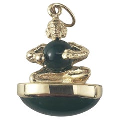 14K Yellow Gold Chalcedony Double-Sided Figure Pendant JAGi Certified #22651