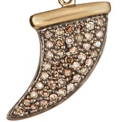 Sydney Evan 14K Yellow Gold Champagne Diamond Horn Necklace Medium