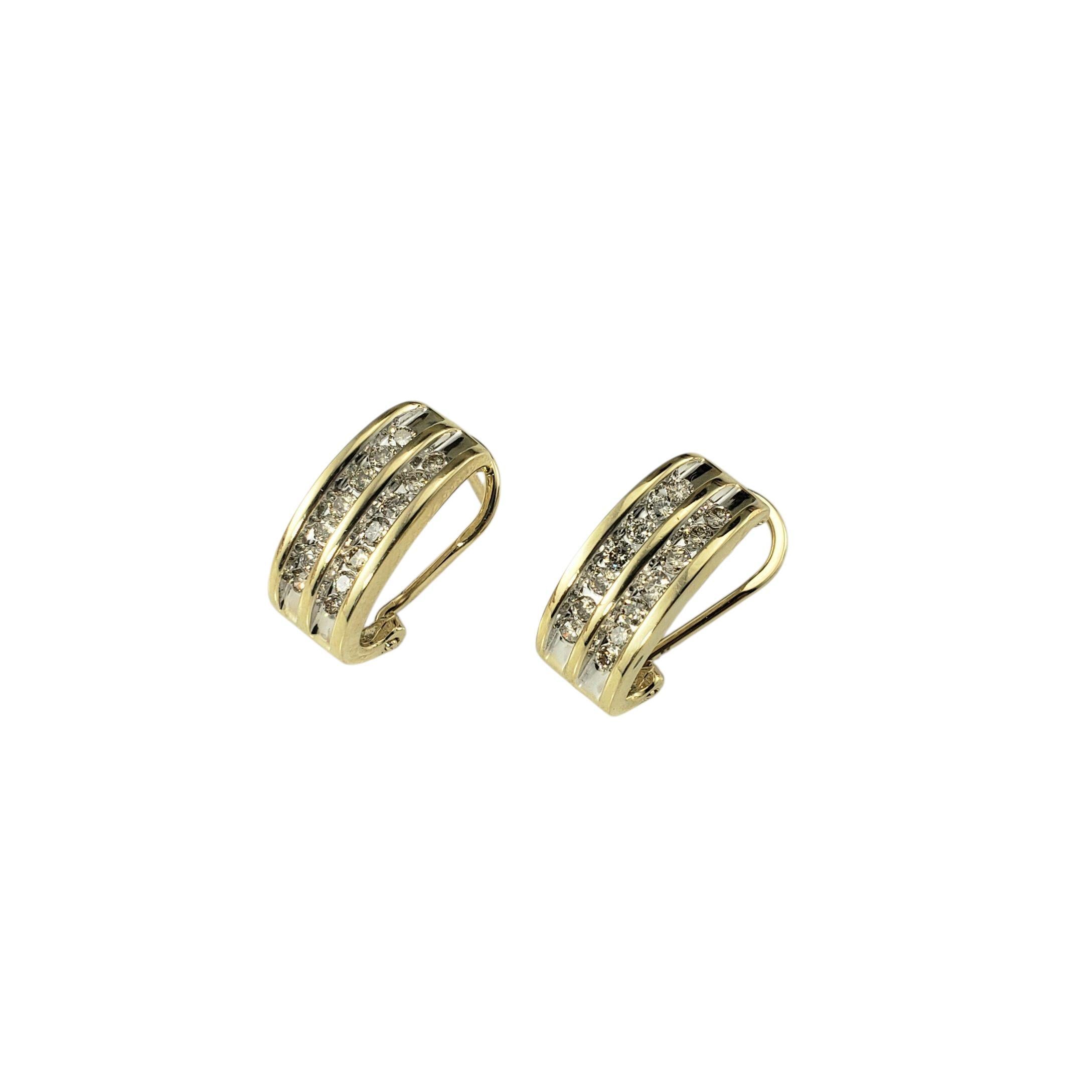 14K Gelbgold Champagner Diamant Omega Back Ohrringe #22983 (Rundschliff) im Angebot