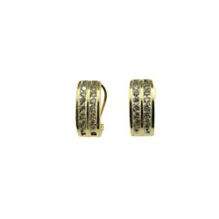 14K Gelbgold Champagner Diamant Omega Back Ohrringe #22983