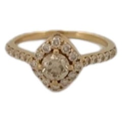 14K Yellow Gold Champagne Diamond Ring Diamonds Flanking the Side