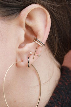 14k Yellow Gold Channel Set Black Diamond Ear Cuff