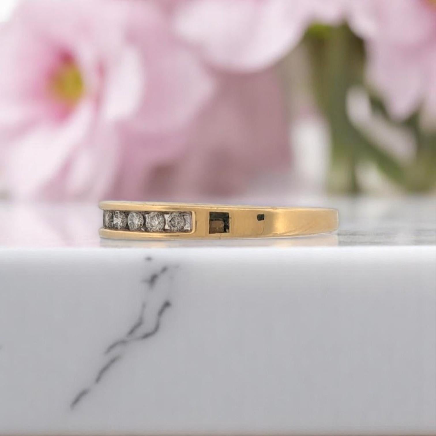 Round Cut Aria  14K Yellow Gold Channel Set Diamond Band  .25 CTW Natural Round Diamonds For Sale