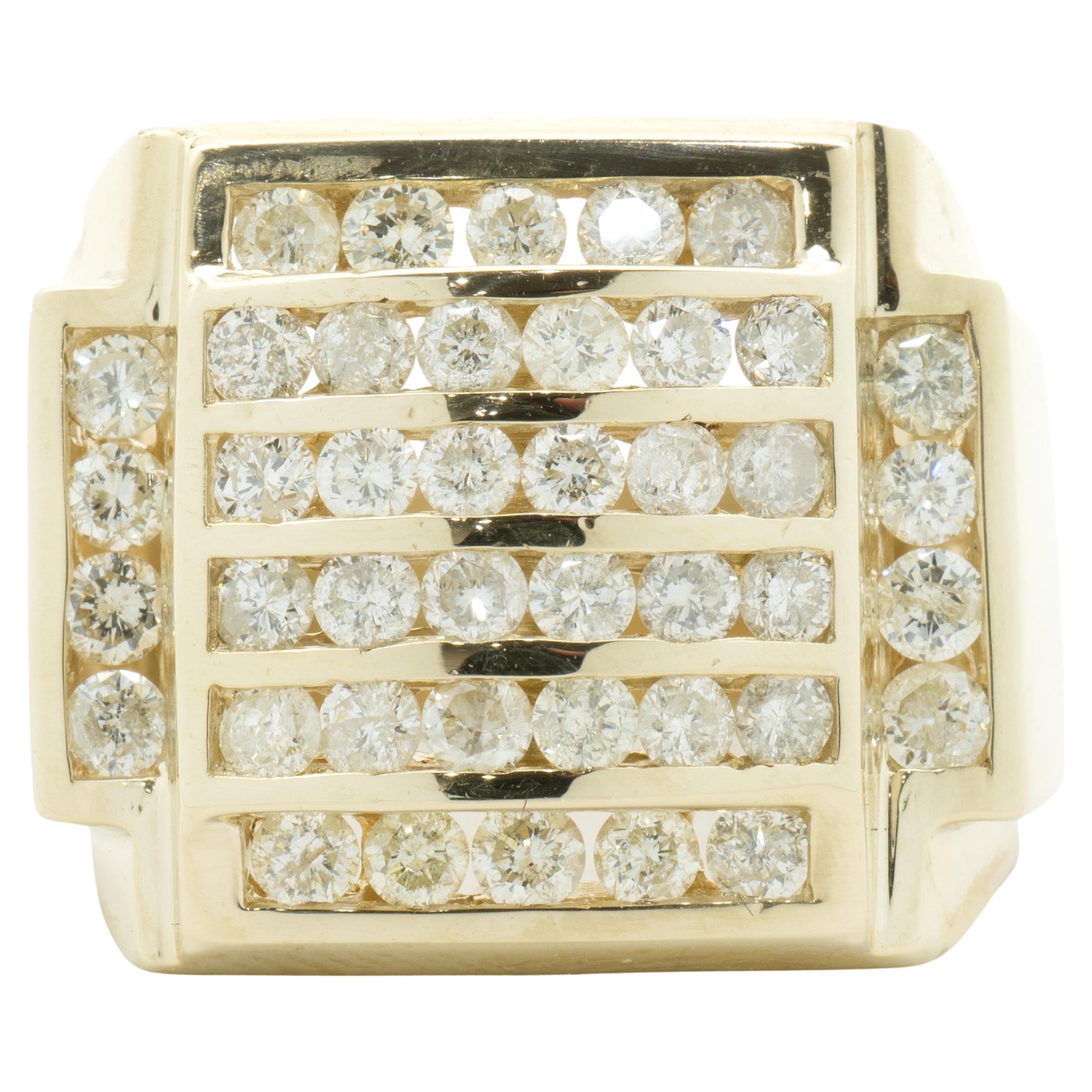 14k Yellow Gold Channel Set Diamond Ring For Sale