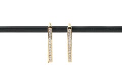 14k Yellow Gold Channel Set White Diamond Wishbone Earrings