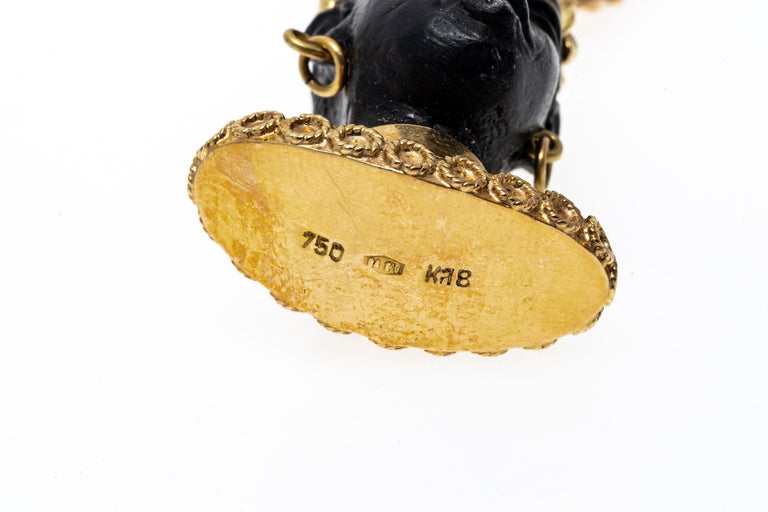 14k Yellow Gold Charm Style Bracelet with Blackamoor Charm at 1stDibs