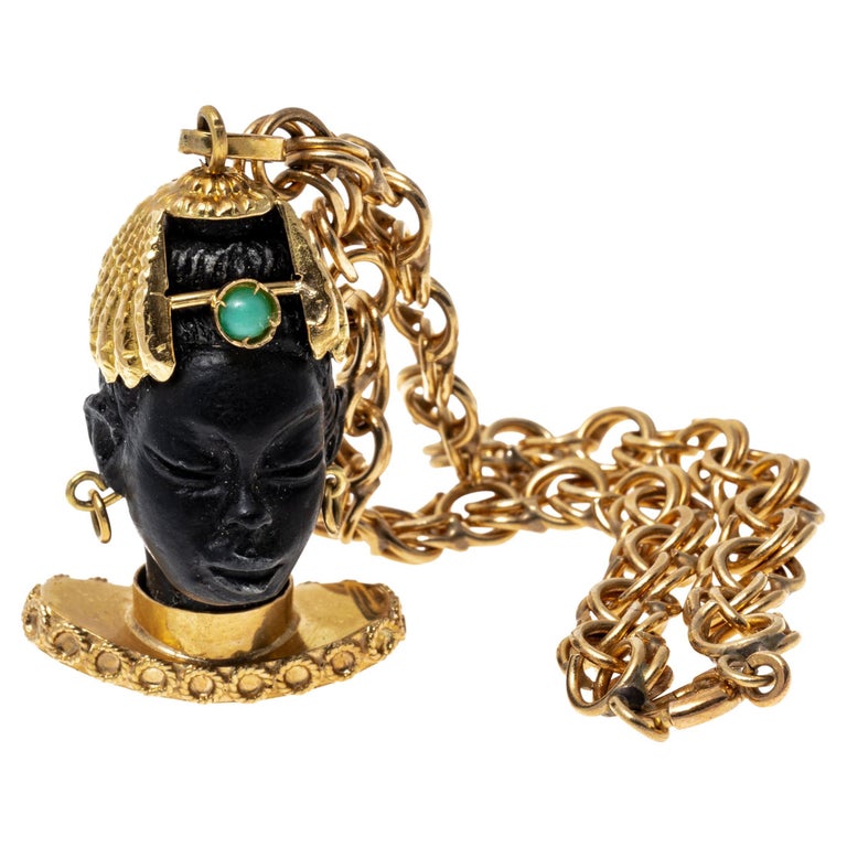 14k Yellow Gold Charm Style Bracelet with Blackamoor Charm at 1stDibs