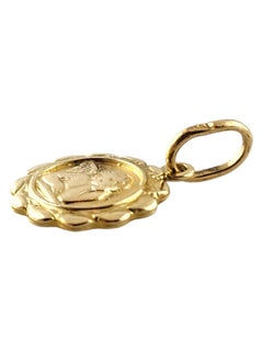 14K Yellow Gold Cherub Angel Medallion Charm #18406