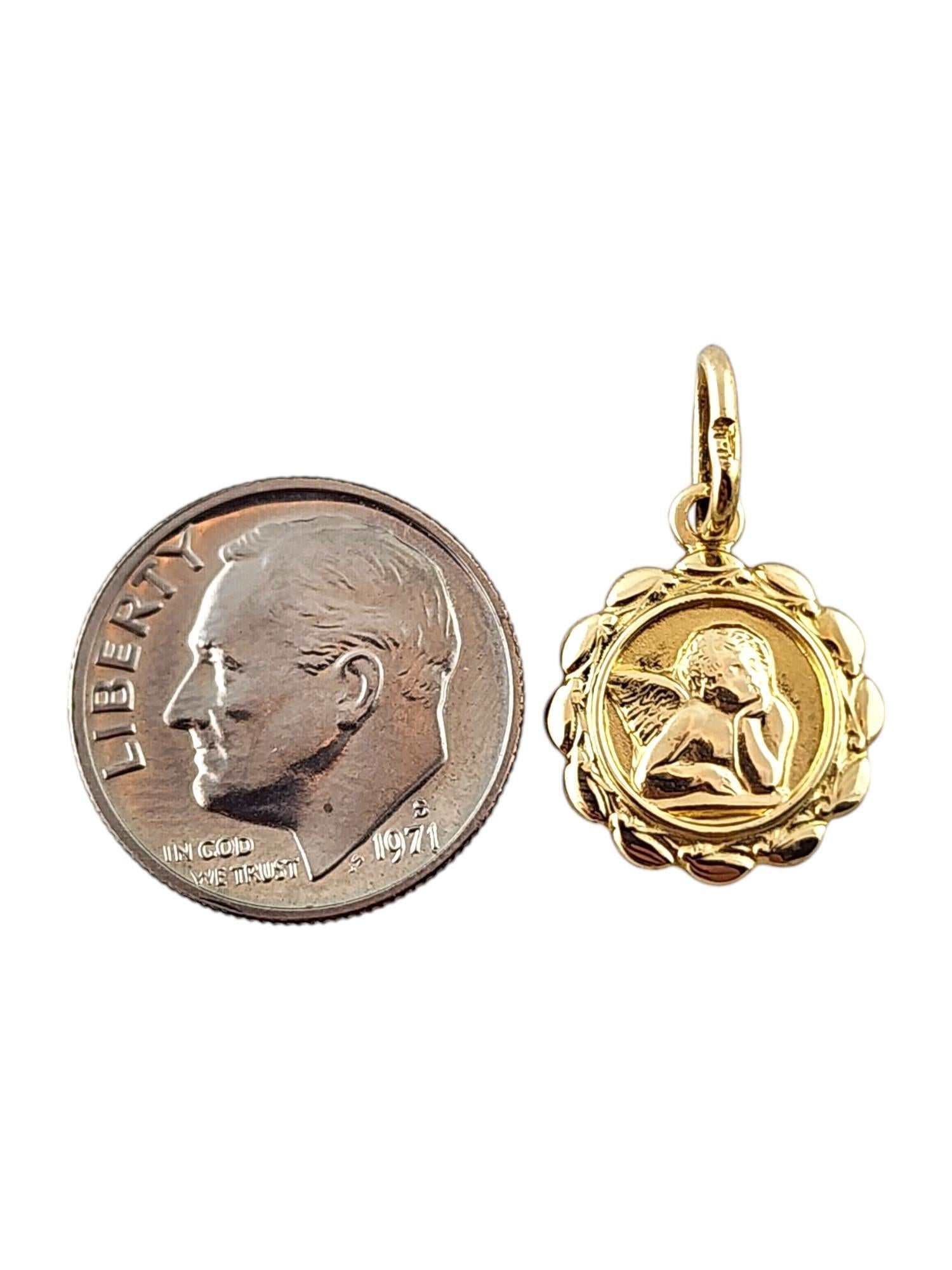 14K Yellow Gold Cherub Angel Medallion Charm #18406 1