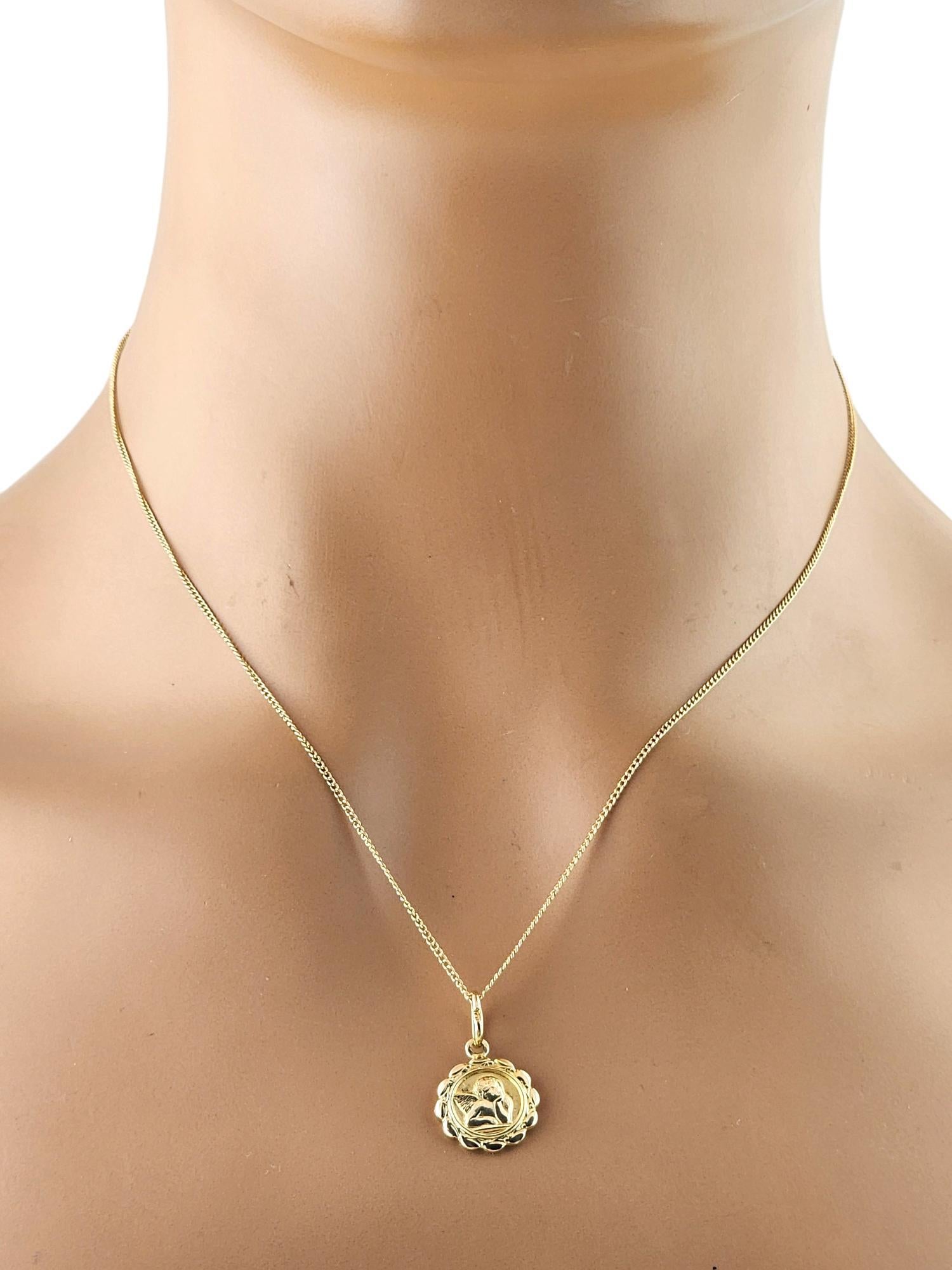 14K Yellow Gold Cherub Angel Medallion Charm #18406 2