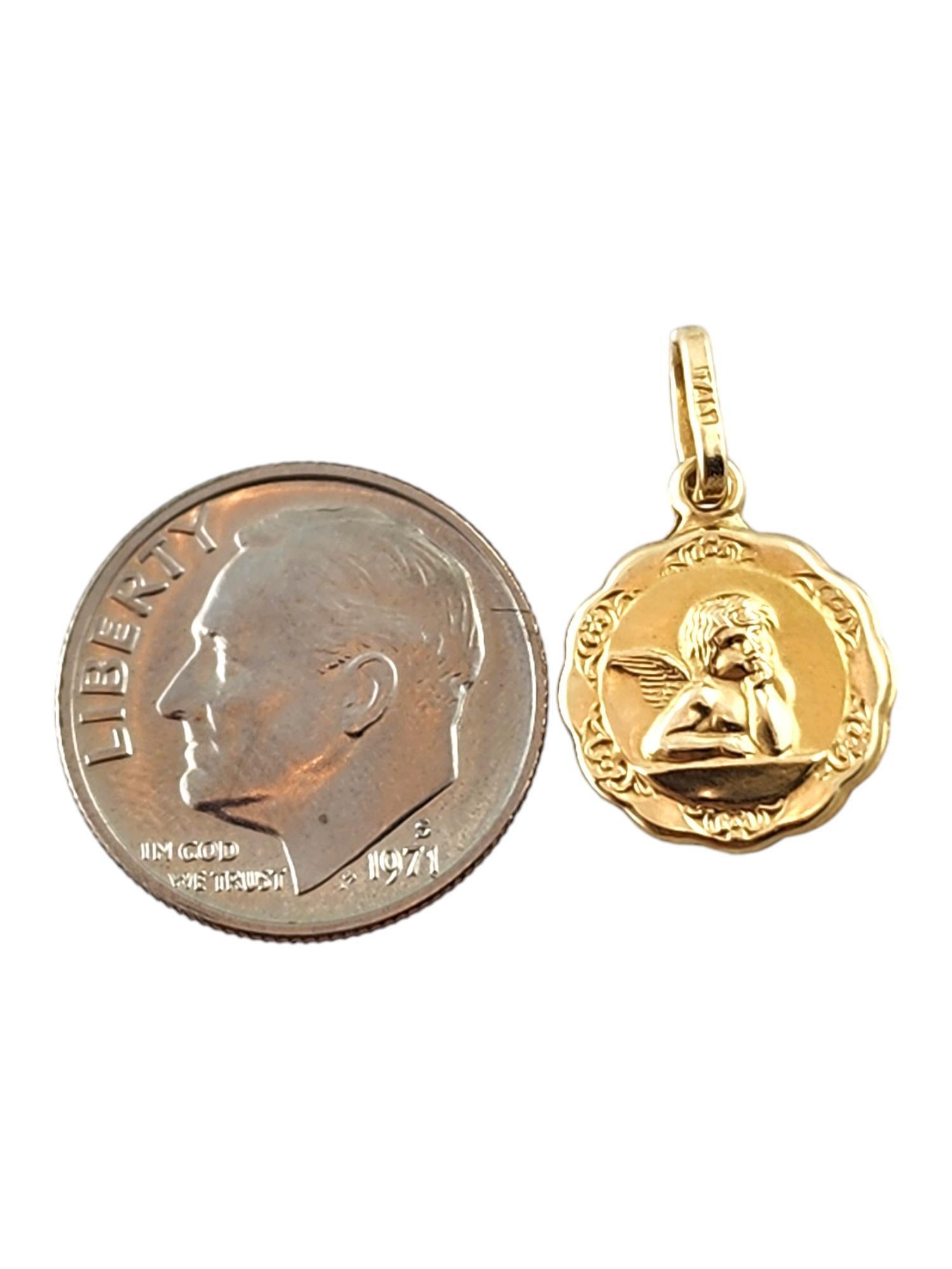 14K Yellow Gold Cherub Angel Medallion Charm #18407 2