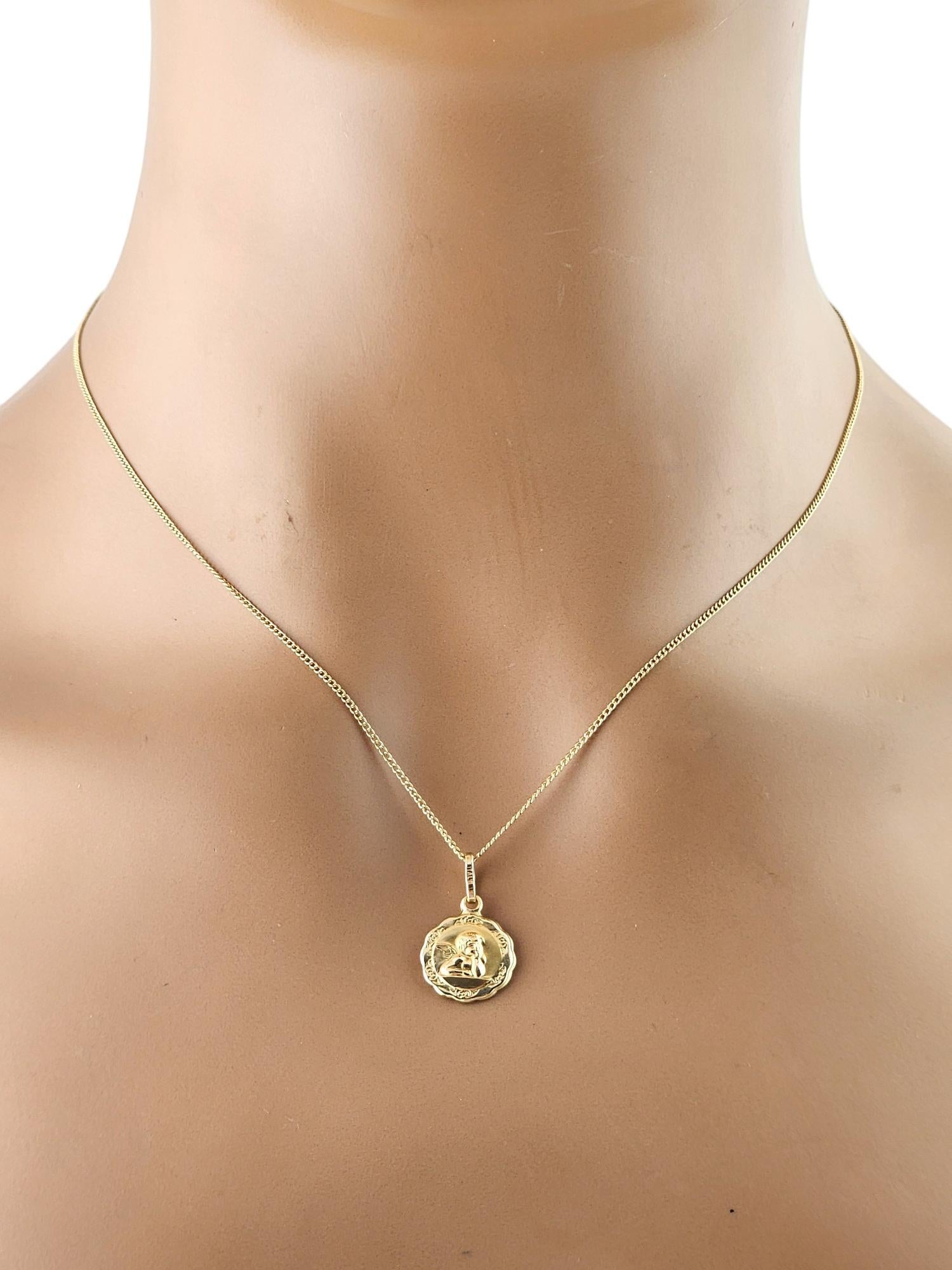 14K Yellow Gold Cherub Angel Medallion Charm #18407 3