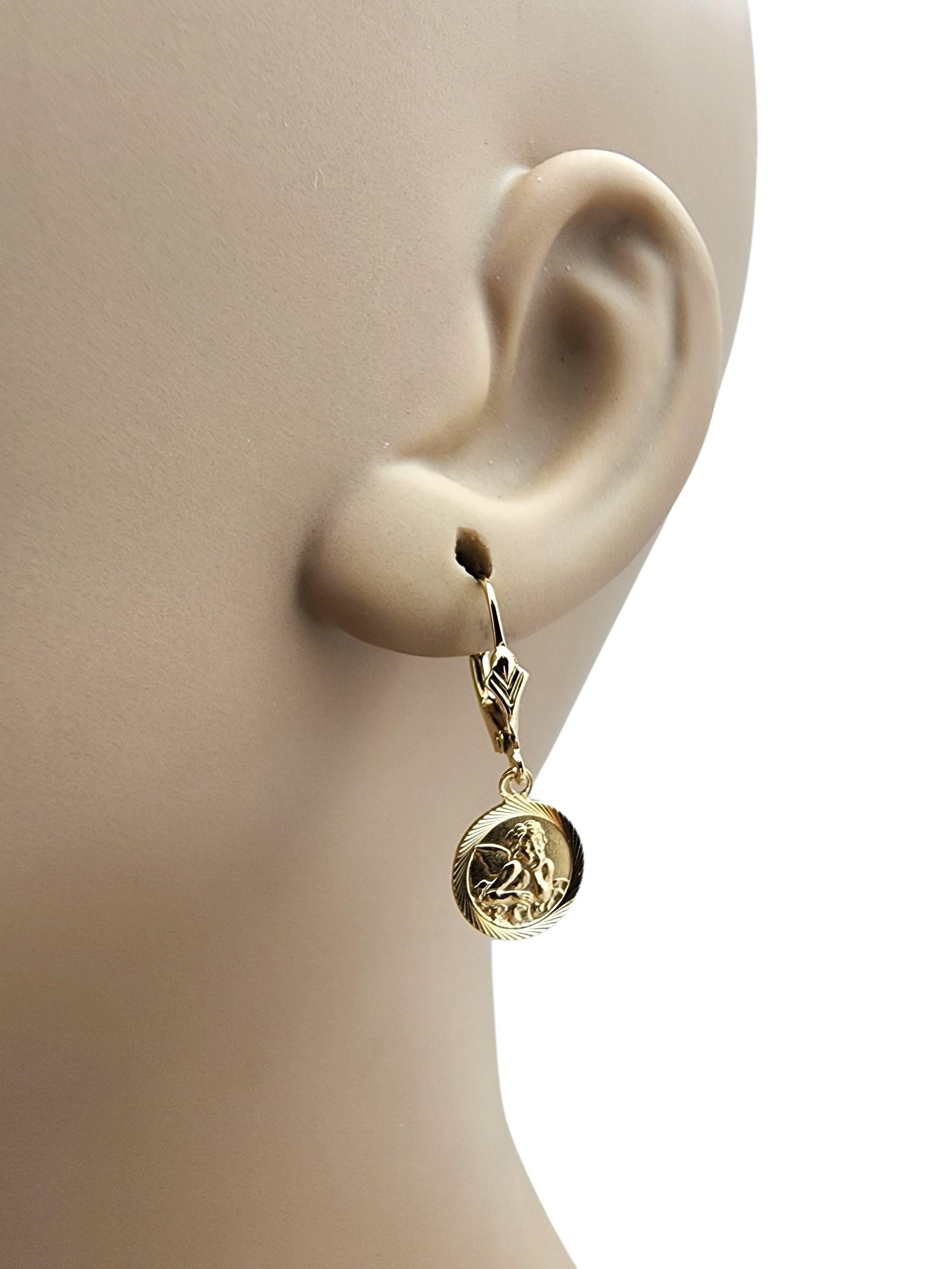 14K Yellow Gold Cherub Dangle Earrings #22726 For Sale 7