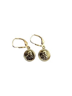 14K Yellow Gold Cherub Dangle Earrings #22726