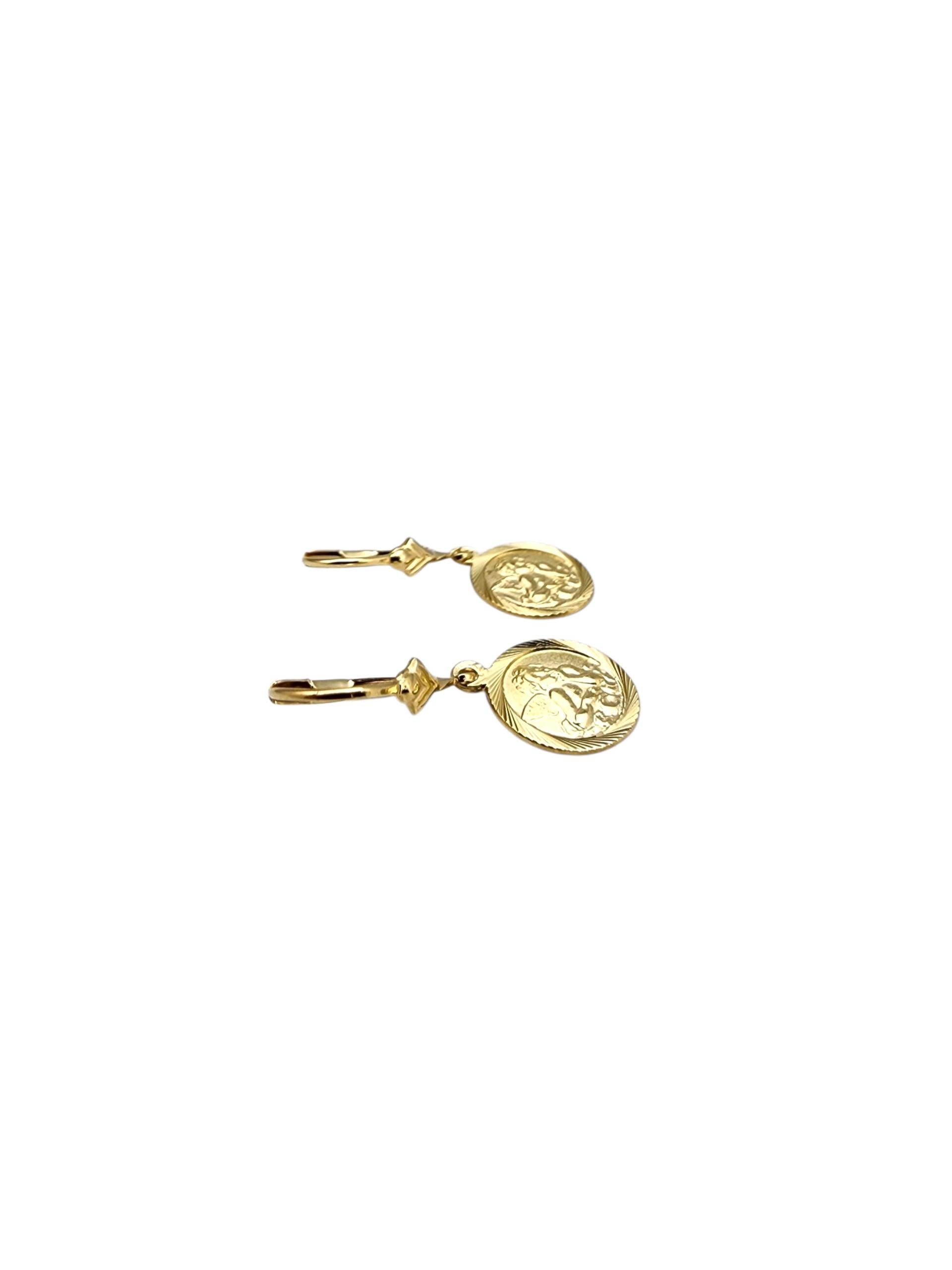 14K Yellow Gold Cherub Dangle Earrings #22726 For Sale 2