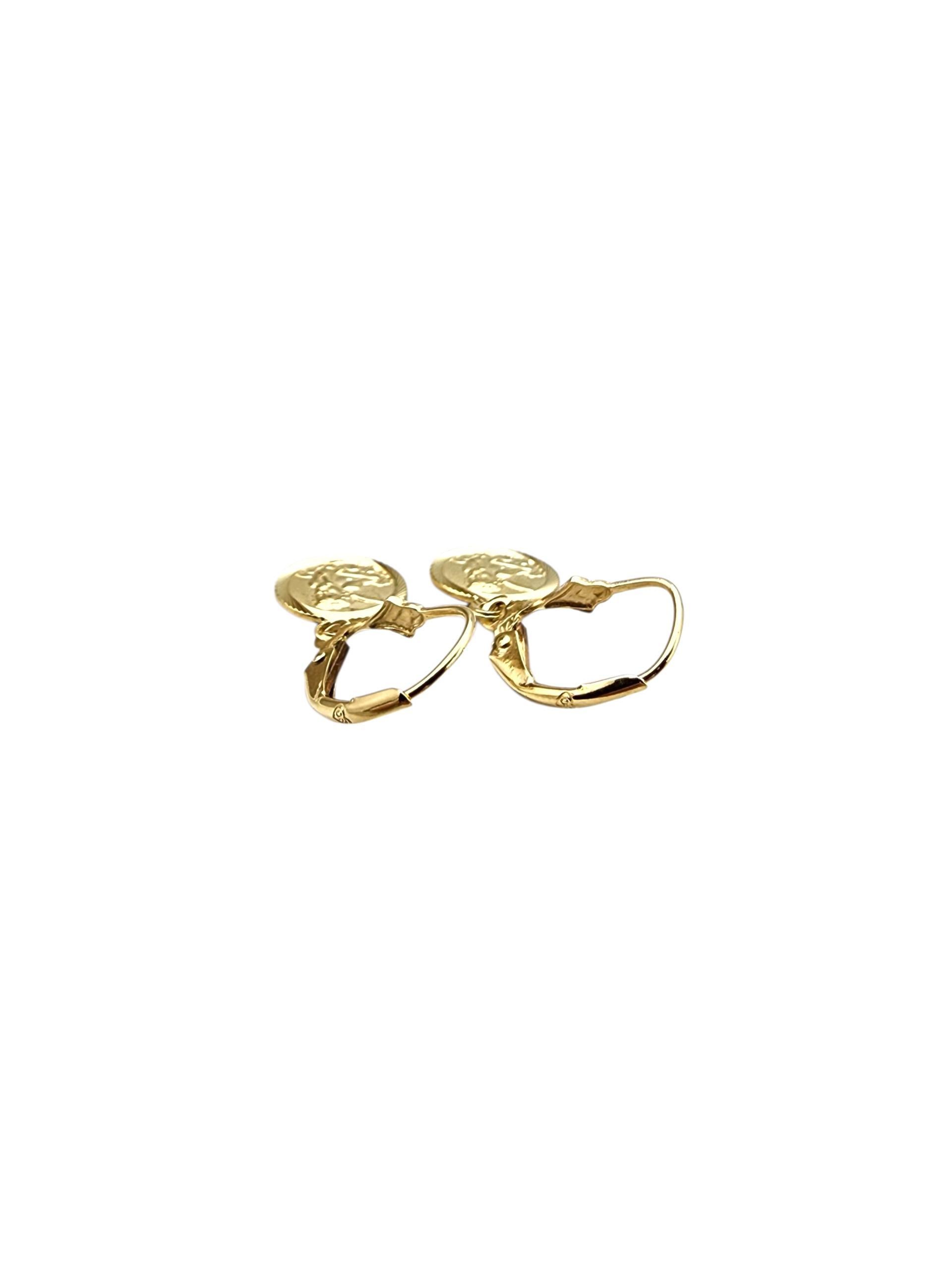 14K Yellow Gold Cherub Dangle Earrings #22726 For Sale 3