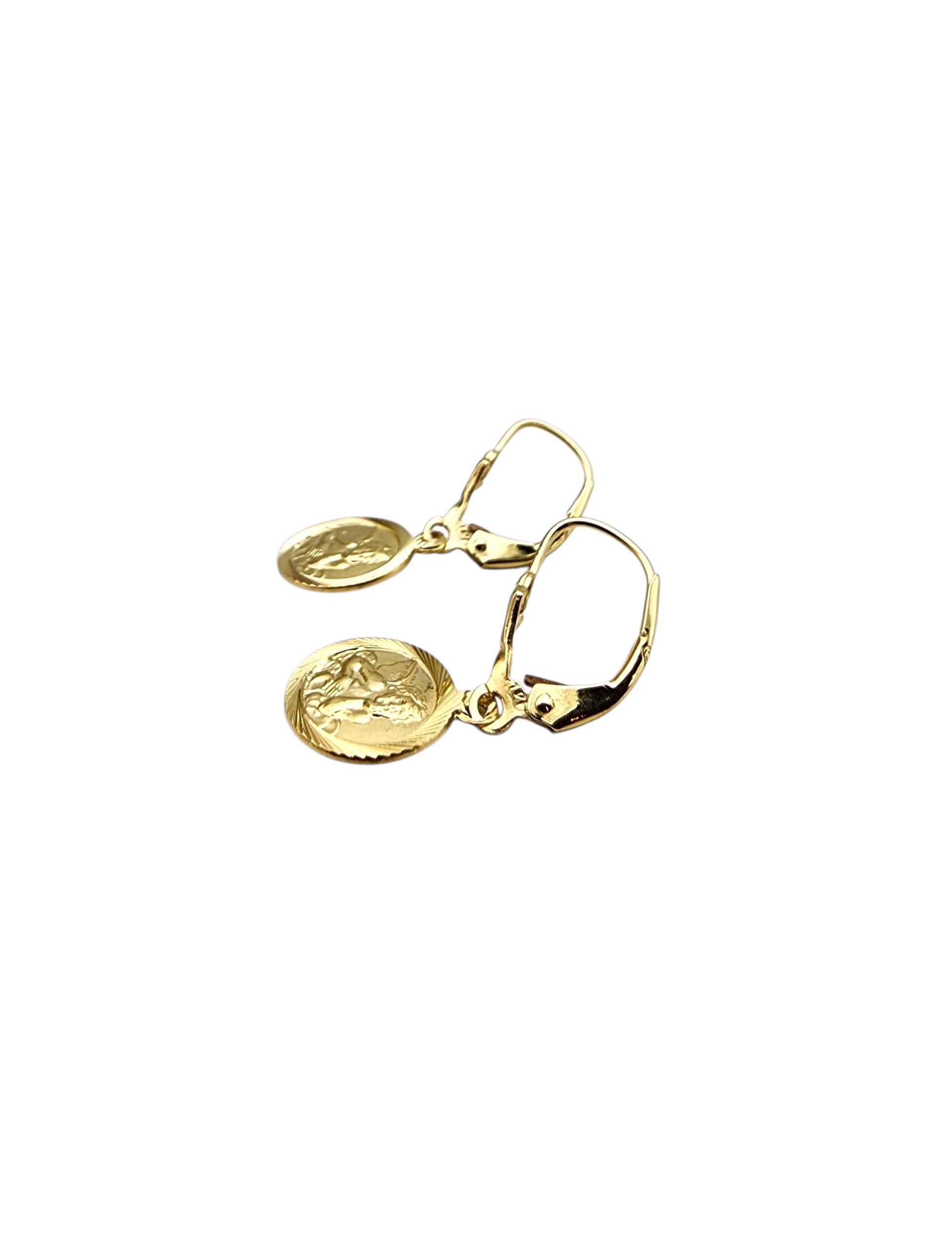 14K Yellow Gold Cherub Dangle Earrings #22726 For Sale 4