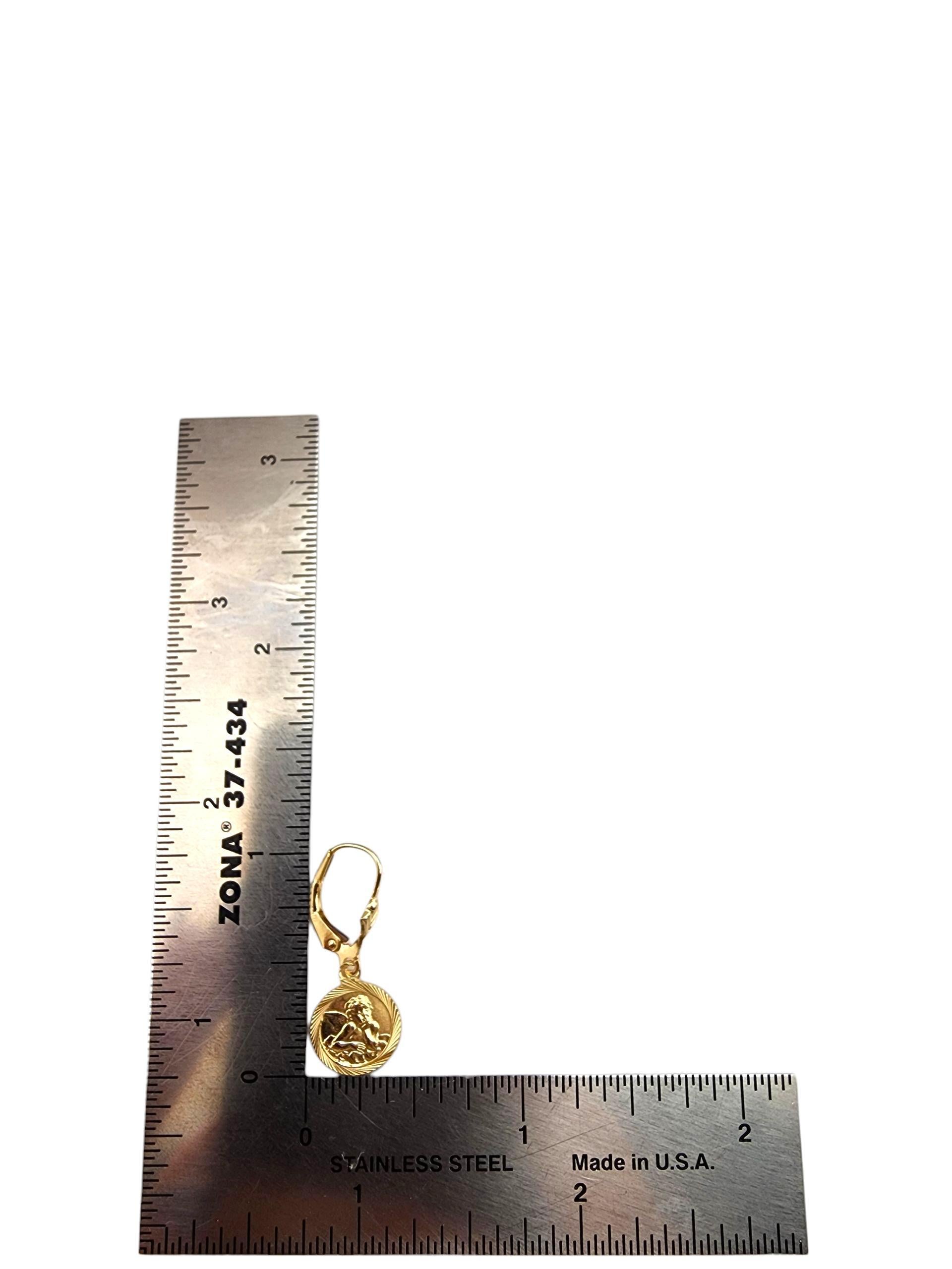 14K Yellow Gold Cherub Dangle Earrings #22726 For Sale 5