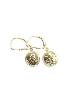 14K Yellow Gold Cherub Dangle Earrings #22726