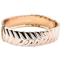 14 Karat Yellow Gold Chevron Bangle Bracelet
