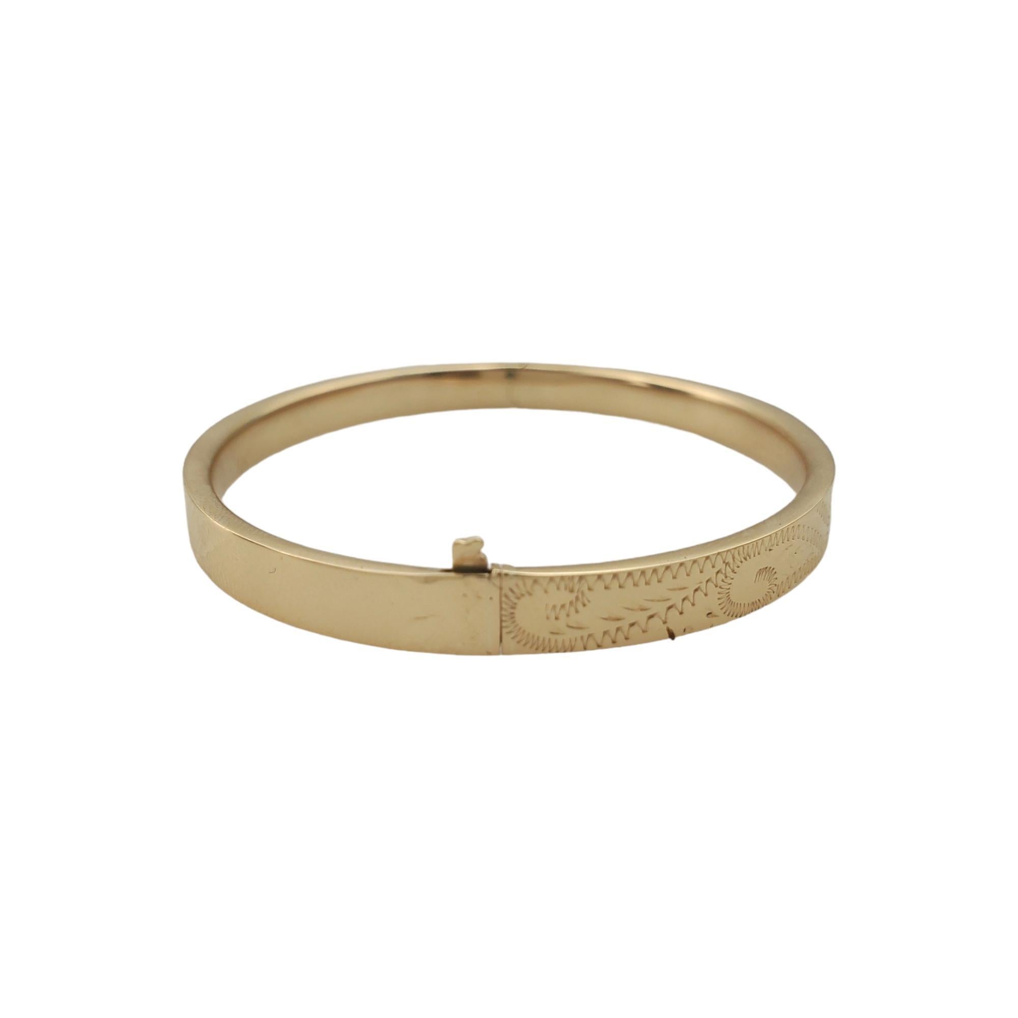 14K Yellow Gold Children's Bangle Bracelet #17742 1