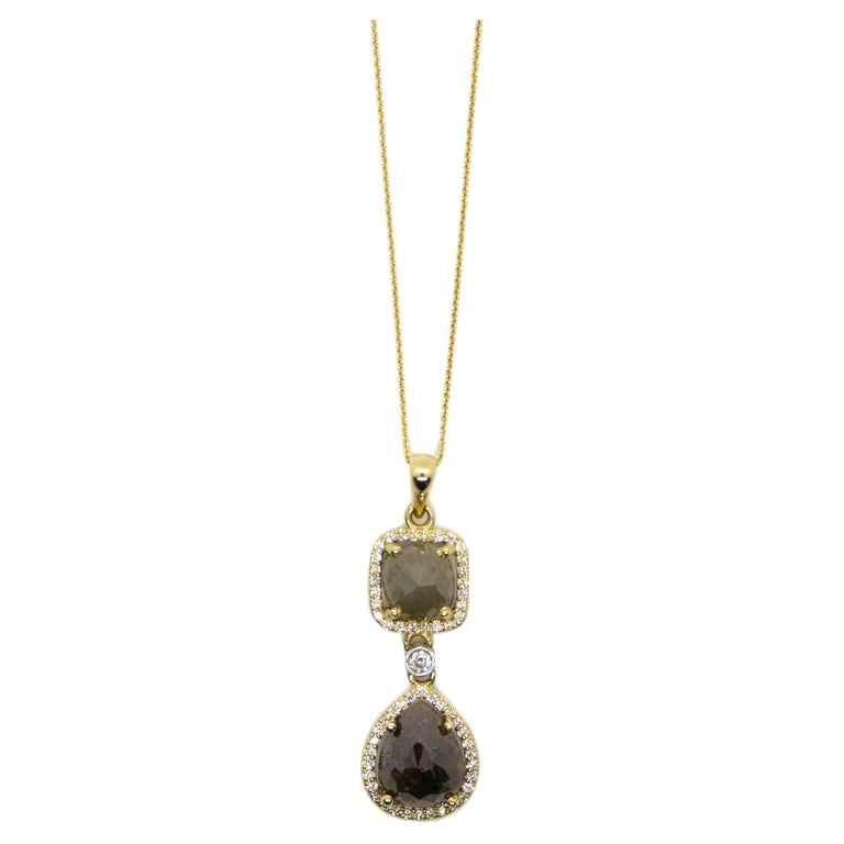 14K Yellow Gold Chocolate Diamond Necklace For Sale at 1stDibs