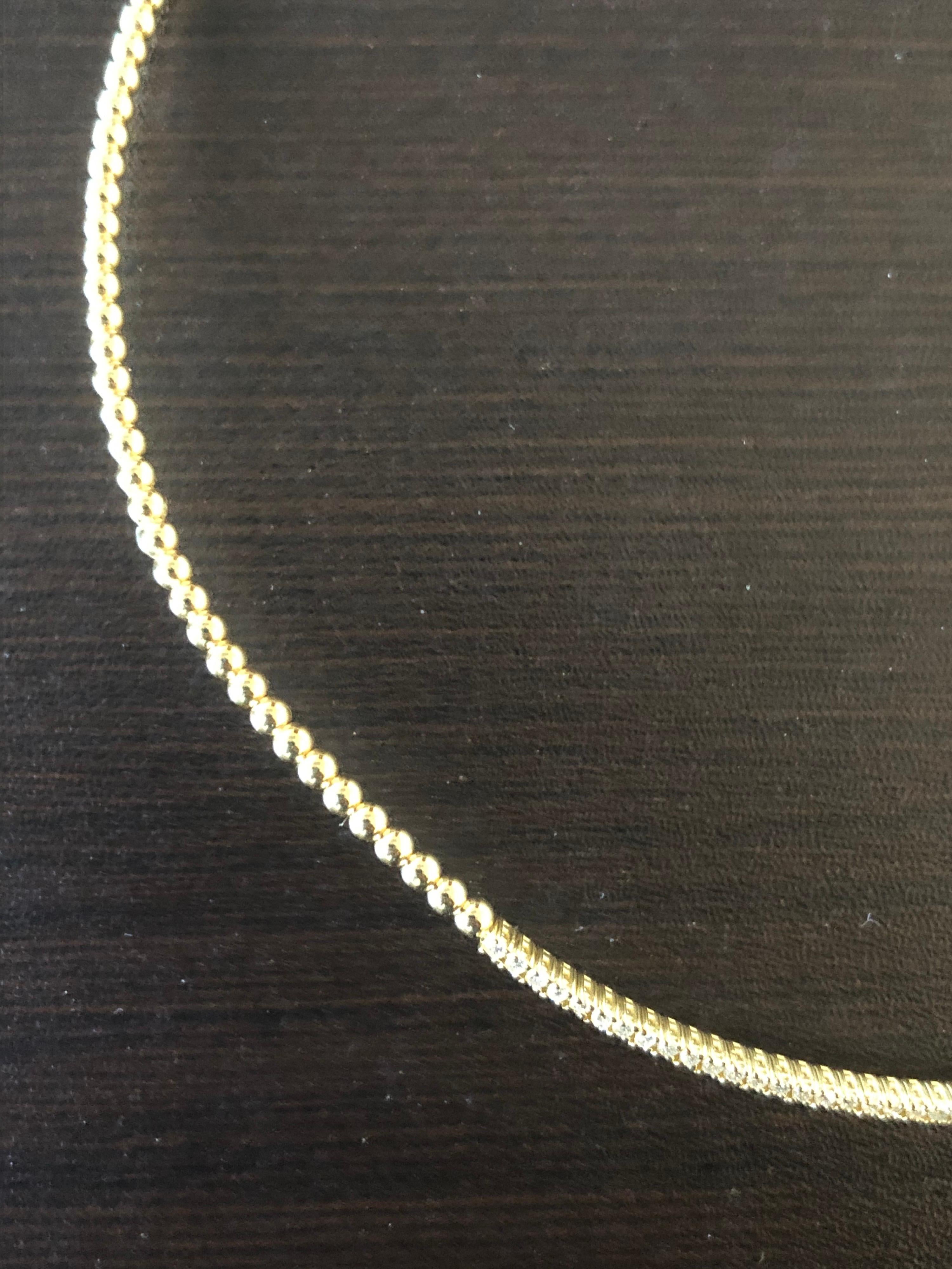 Modern 18 Karat Yellow Gold Choker Diamond Necklace 2 Carat For Sale